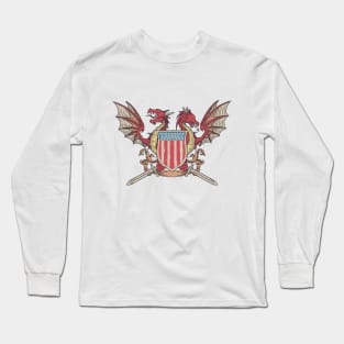 American Flag with Twin Dragons Long Sleeve T-Shirt